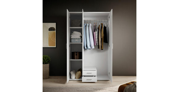 KLEIDERSCHRANK  in Weiß  - Alufarben/Weiß, KONVENTIONELL, Glas/Holzwerkstoff (120/195/55cm) - Carryhome