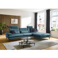ECKSOFA in Echtleder Blau  308/195 cm  - Blau/Schwarz, Design, Leder/Metall (308/195cm) - Dieter Knoll
