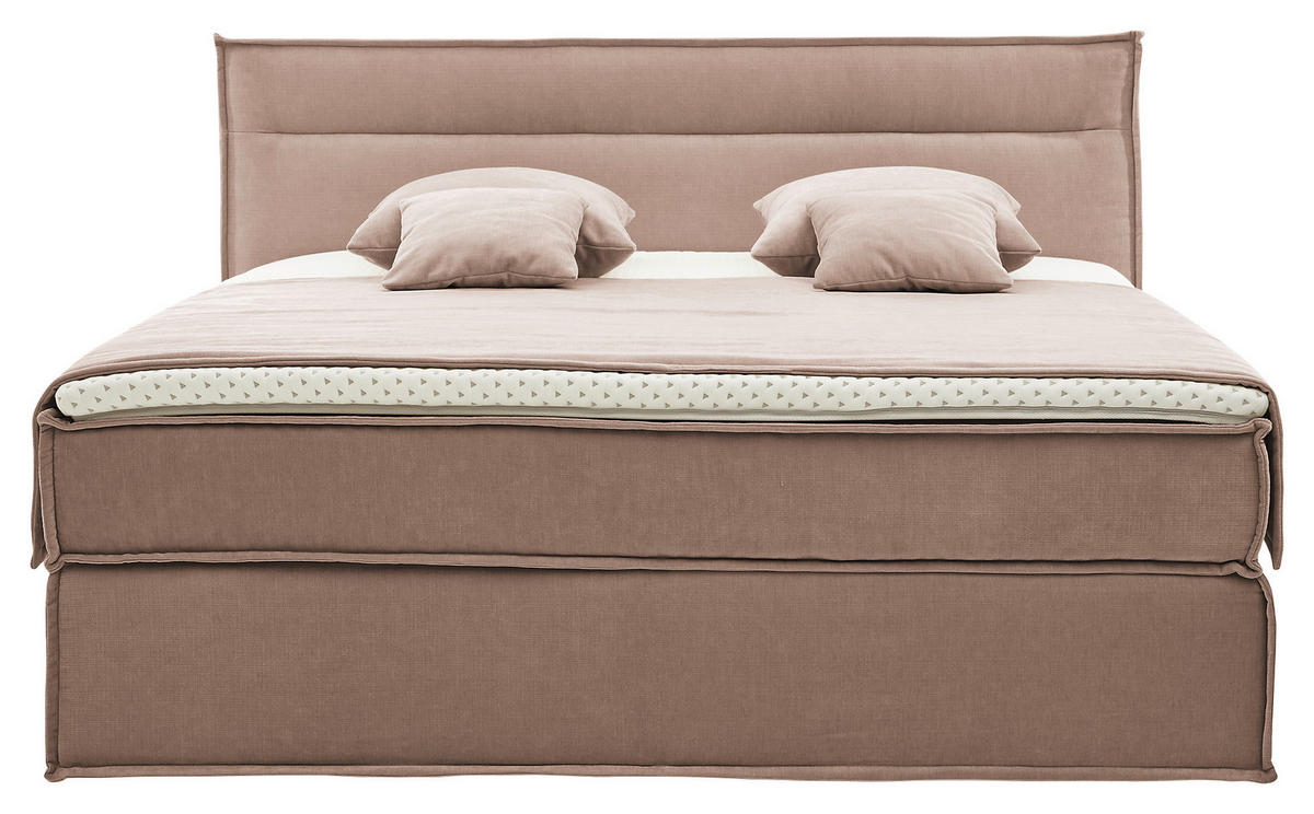 BOXSPRINGBETT 180/200 cm  in Hellbraun  - Hellbraun/Schwarz, Design, Textil (180/200cm) - Musterring