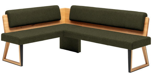 ECKBANK 165/215 cm  in Grün, Wildeiche  - Wildeiche/Schwarz, Design, Holz/Textil (165/215cm) - Venda