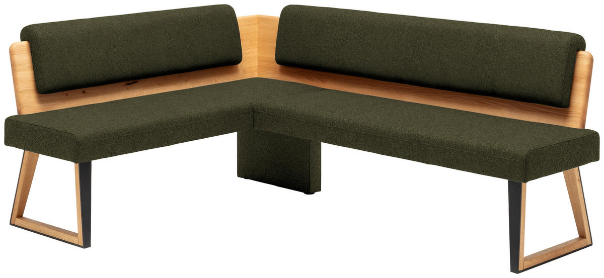 ECKBANK 155/195 cm  in Grün, Wildeiche  - Wildeiche/Schwarz, Design, Holz/Textil (155/195cm) - Venda