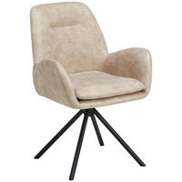 ARMLEHNSTUHL  Sitzfläche 360° drehbar, inklusive Armlehnen Webstoff  - Beige/Schwarz, Basics, Textil/Metall (60.5/88/62cm) - MID.YOU