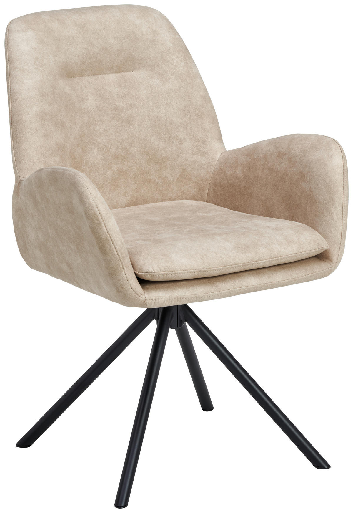 ARMLEHNSTUHL  Sitzfläche 360° drehbar, inklusive Armlehnen Webstoff  - Beige/Schwarz, Basics, Textil/Metall (60.5/88/62cm) - MID.YOU