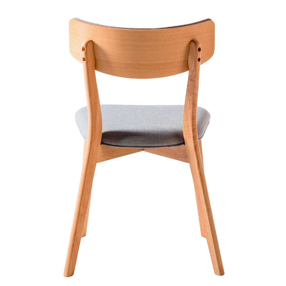 STUHL Flachgewebe Naturfarben, Hellgrau Kautschukholz massiv  - Hellgrau/Naturfarben, MODERN, Holz/Textil (49.5/80/49.5cm) - home24