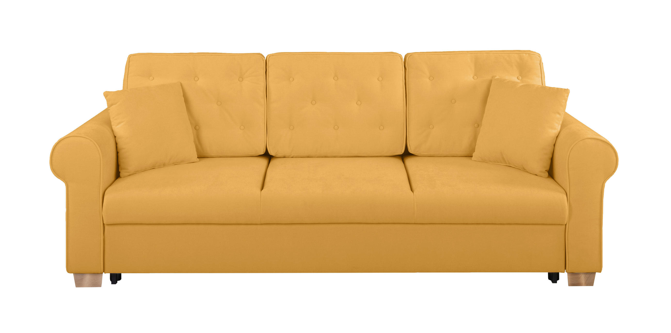 SCHLAFSOFA in Chenille Gelb  - Gelb/Buchefarben, Design, Holz/Textil (240/94/98cm) - MID.YOU