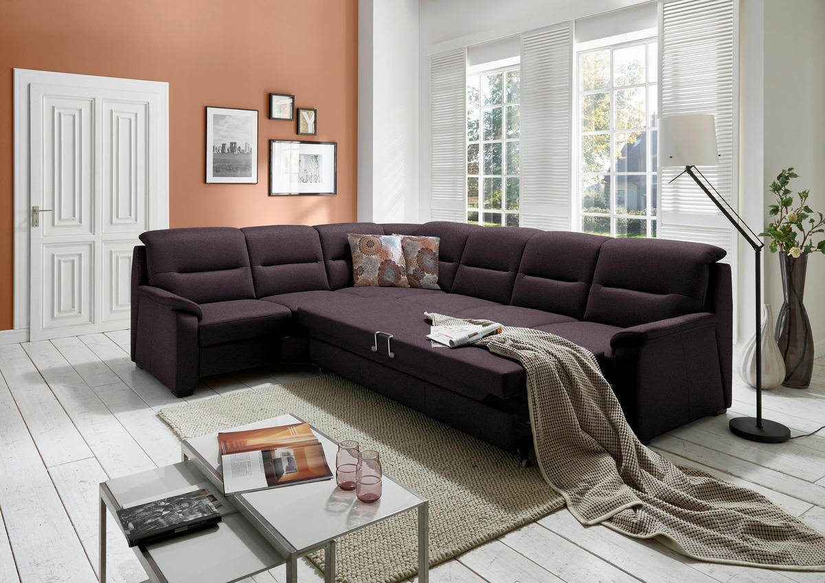 ECKSOFA in Mikrofaser Anthrazit  - Anthrazit/Schwarz, Konventionell, Holz/Textil (245/303cm) - Beldomo Comfort