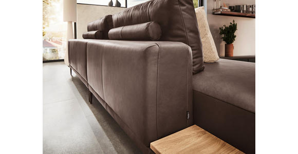 ECKSOFA in Echtleder Dunkelbraun 201/304 cm - Dunkelbraun/Schwarz, Design, Leder/Metall (201/304cm) - Emilio Belluti