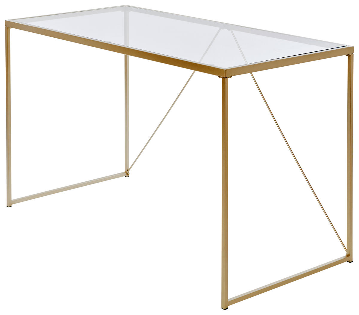SCHREIBTISCH 120/60/73 cm  in Klar, Goldfarben  - Klar/Goldfarben, Konventionell, Glas/Metall (120/60/73cm) - Livetastic