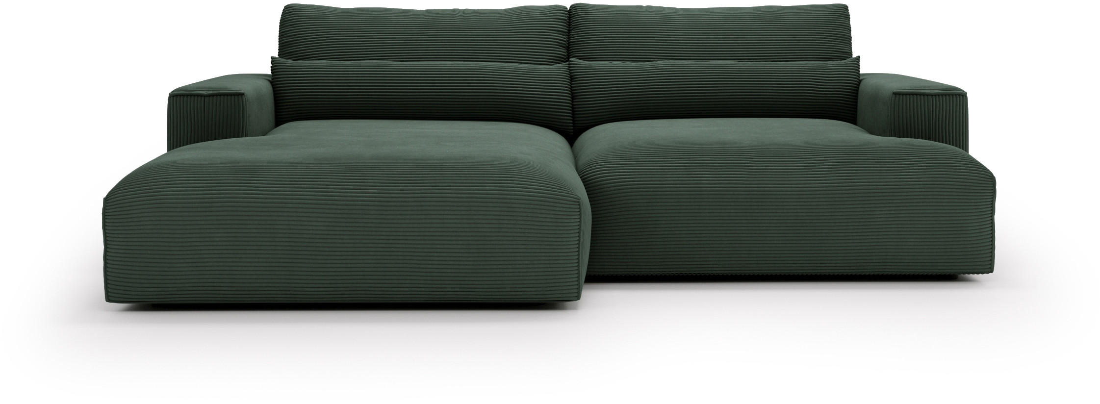 ECKSOFA Felicia Dunkelgrün Cord  - Dunkelgrün/Schwarz, Design, Kunststoff/Textil (187/267cm) - Stylife