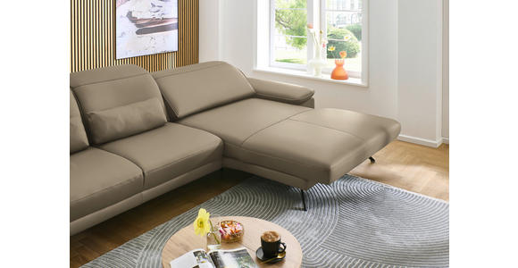 ECKSOFA in Echtleder Hellbraun  - Hellbraun/Schwarz, Design, Leder/Metall (332/193cm) - Dieter Knoll