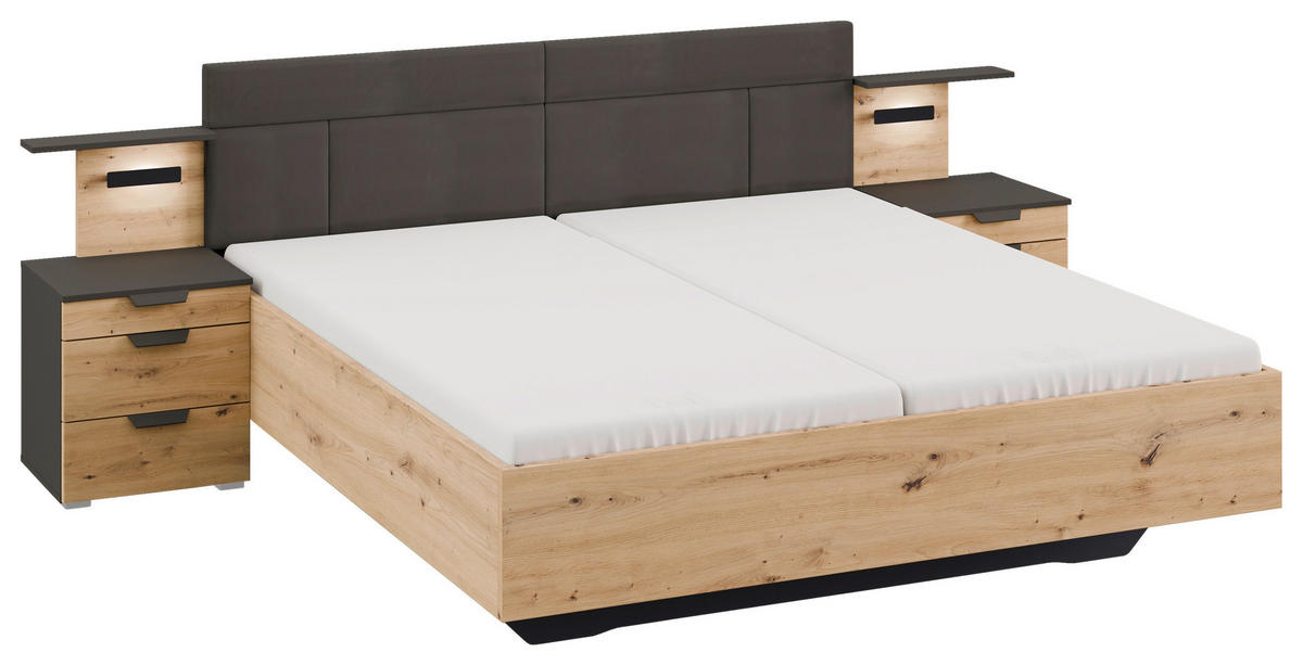 BETT 180/200 cm  in Eiche Artisan  - Eiche Artisan, MODERN, Textil (180/200cm)