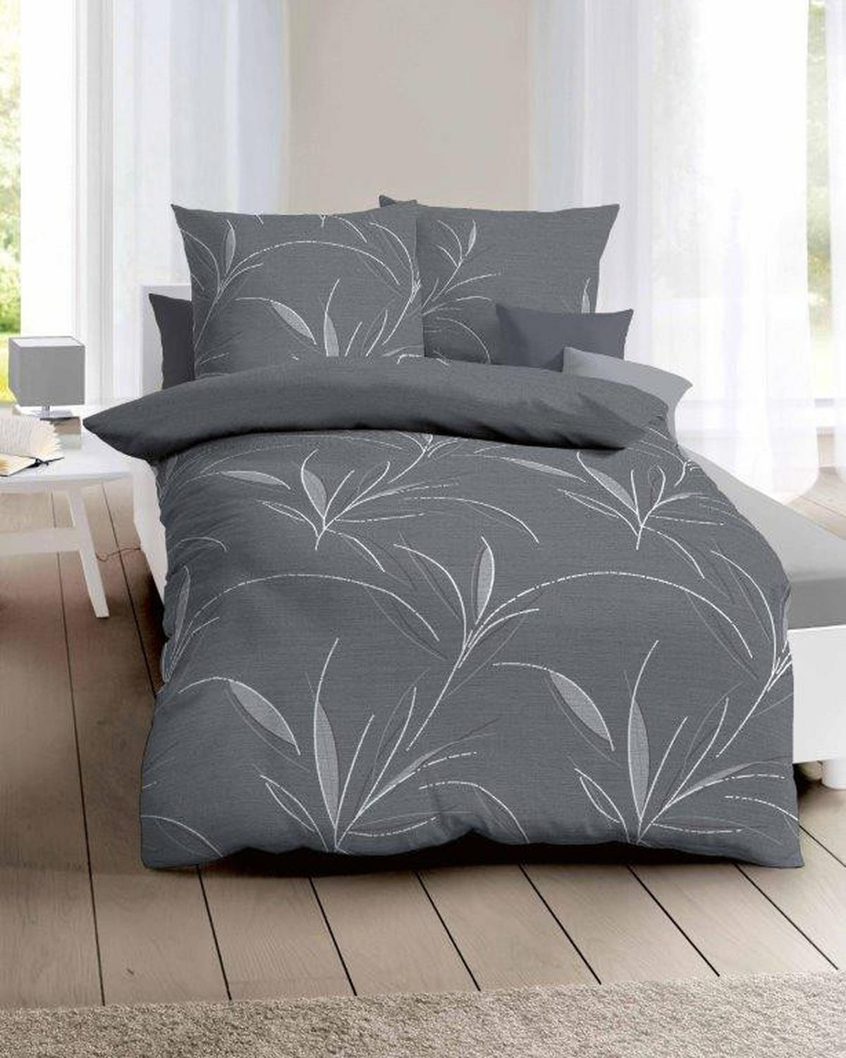 POSTELJNINA Organic 240/200 cm mako saten siva  - siva, Konvencionalno, tekstil (240/200cm) - Kaeppel