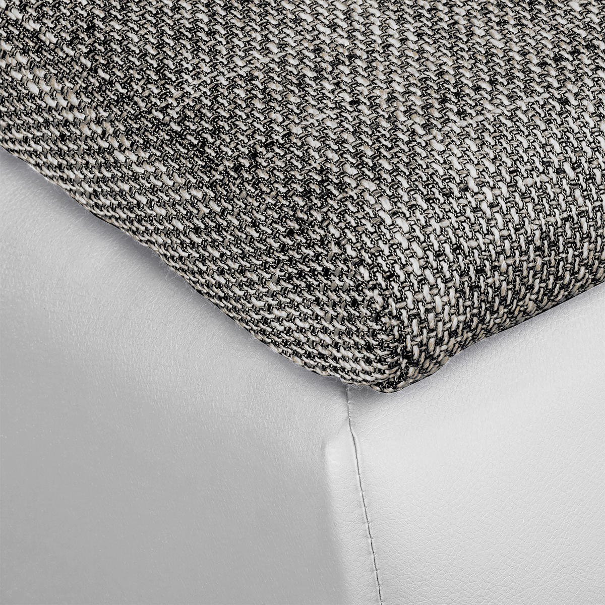 ECKSOFA Grau, Weiß Textilgeflecht  - Chromfarben/Schwarz, Design, Textil (266/175cm) - Livetastic