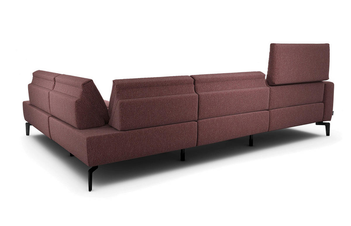 ECKSOFA Cosy Rot Chenille  - Rot/Schwarz, Design, Textil/Metall (296/213cm) - SENSOO