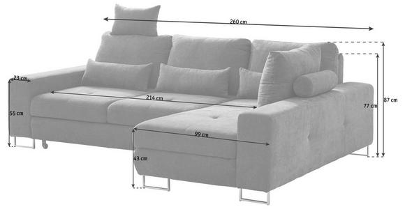 ECKSOFA Creme Flachgewebe  - Creme, Design, Textil/Metall (260/188cm) - Hom`in