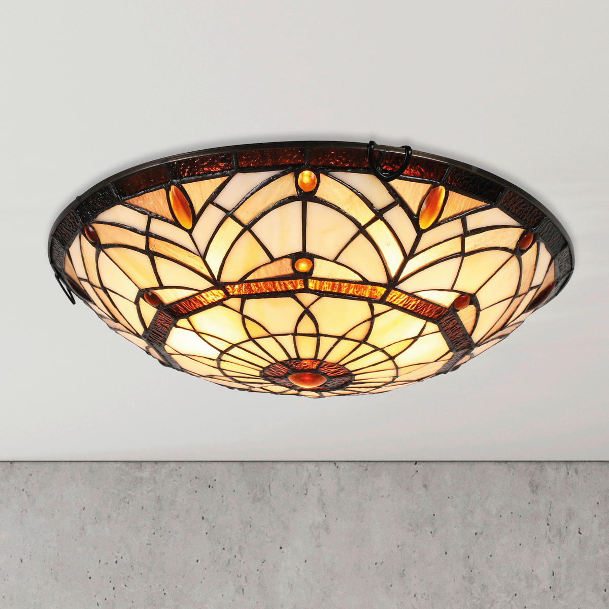 MENNYEZETI LÁMPA - barna/többszínű, Basics, Üveg/fém (12/40/40cm)