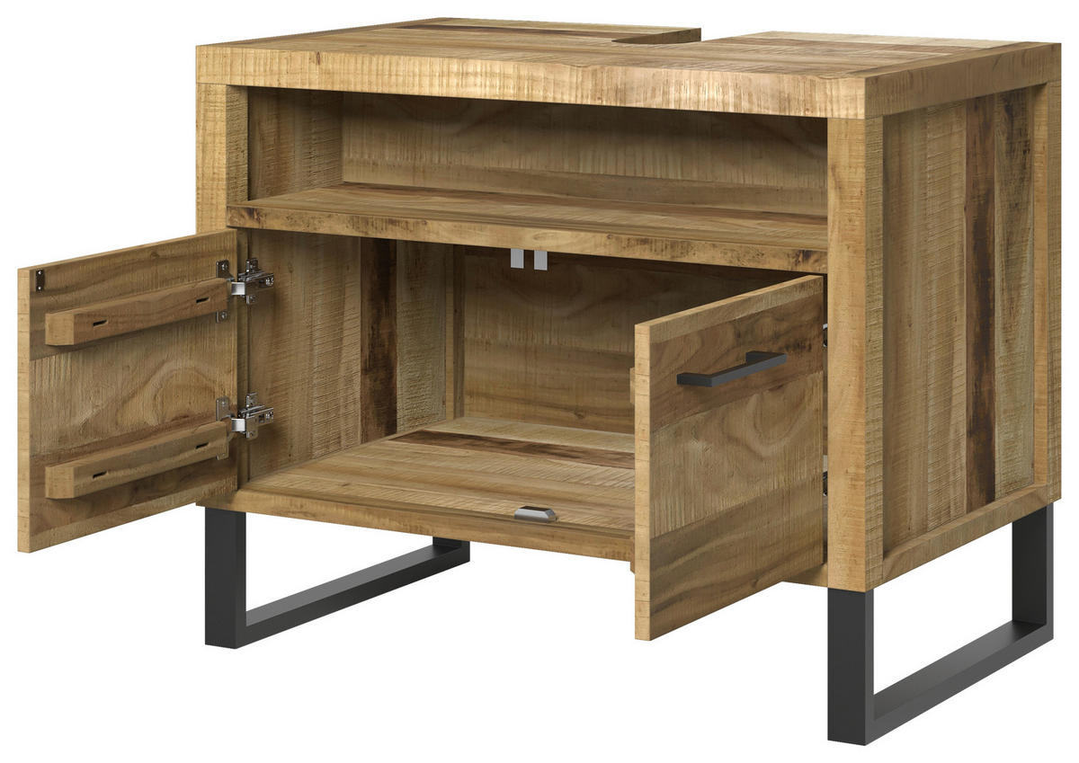 WASCHBECKENUNTERSCHRANK 79/64/39 cm  - Anthrazit/Schwarz, Natur, Holz/Metall (79/64/39cm) - Livetastic