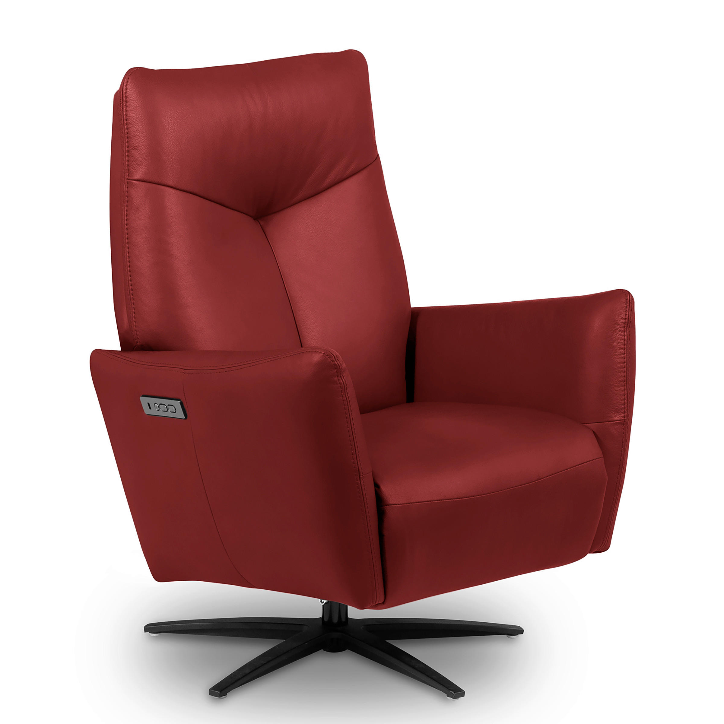 RELAXSESSEL Leder Weinrot  - Weinrot/Schwarz, Design, Leder/Metall (76/107/88cm) - Livetastic