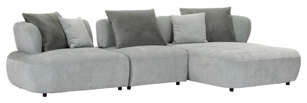 ECKSOFA Mintgrün Flachgewebe Zierkissen, Rückenkissen, Rücken echt, Sitztiefenverstellung  - Salbeigrün/Schwarz, MODERN, Kunststoff/Textil (320/190cm) - Ambia Home