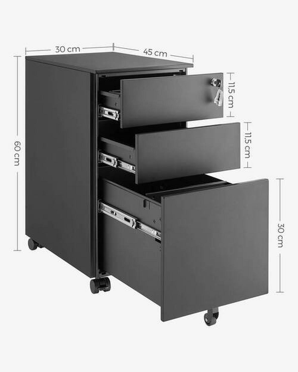 ROLLCONTAINER Schwarz  - Schwarz, Basics, Metall (30/60/45cm) - Boxxx