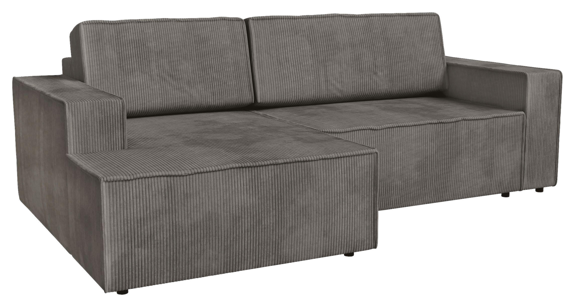 ECKSOFA inkl. Funktionen Anthrazit Cord  - Anthrazit/Schwarz, MODERN, Kunststoff/Textil (149/245cm) - Stylife