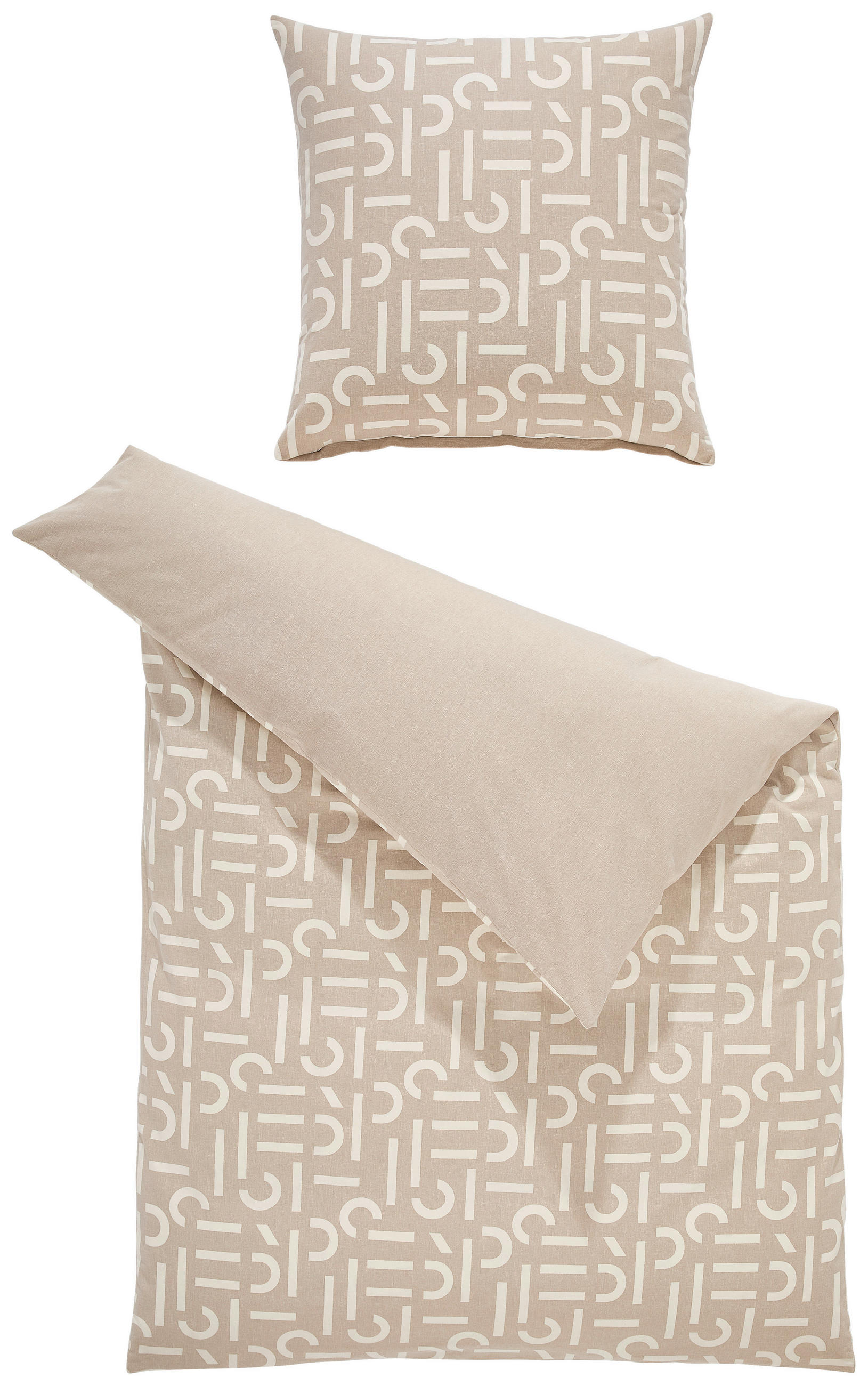 WENDEBETTWÄSCHE 135/200 cm E-ScatterBig-F Flanell  - Beige/Creme, Design, Textil (135/200cm) - Esprit
