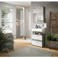 BADEZIMMER 2-teilig  in 60 cm  - Weiß Hochglanz/Silberfarben, MODERN, Glas/Holzwerkstoff (60cm) - MID.YOU