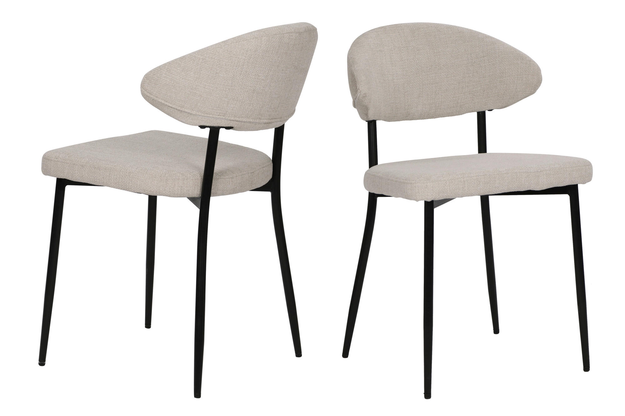 STUHL-SET 2 Stück  in Struktur  - Beige/Schwarz, MODERN, Textil/Metall (56/82/53cm) - MID.YOU