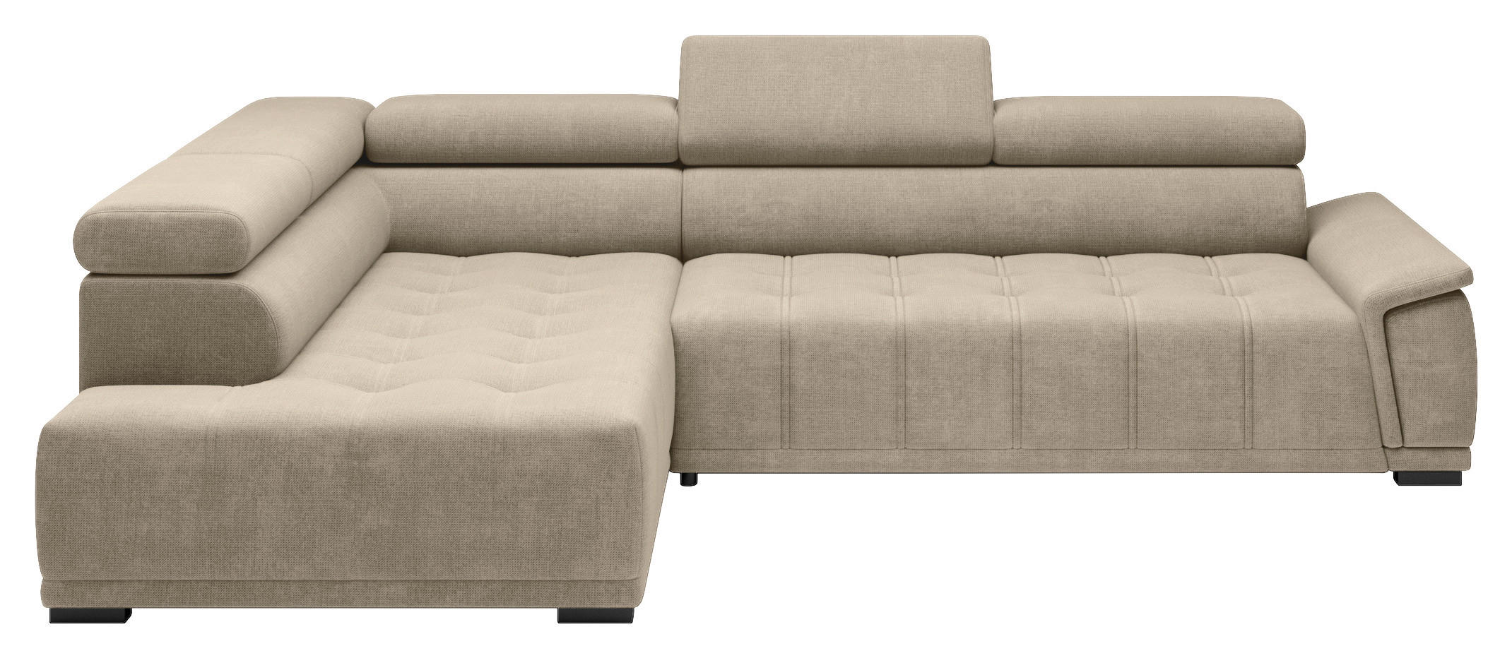 HÖRNSOFFA i vävt tyg, chenille beige  - beige/svart, Modern, textil/plast (206/283cm) - MID.YOU