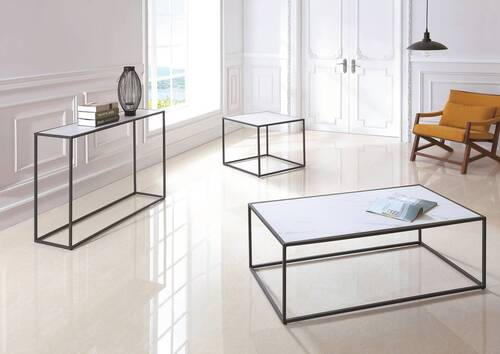 BEISTELLTISCH in Metall, Glas, Keramik 62,6/62,6/50 cm  - Schwarz/Weiß, Design, Glas/Keramik (62,6/62,6/50cm) - Livetastic