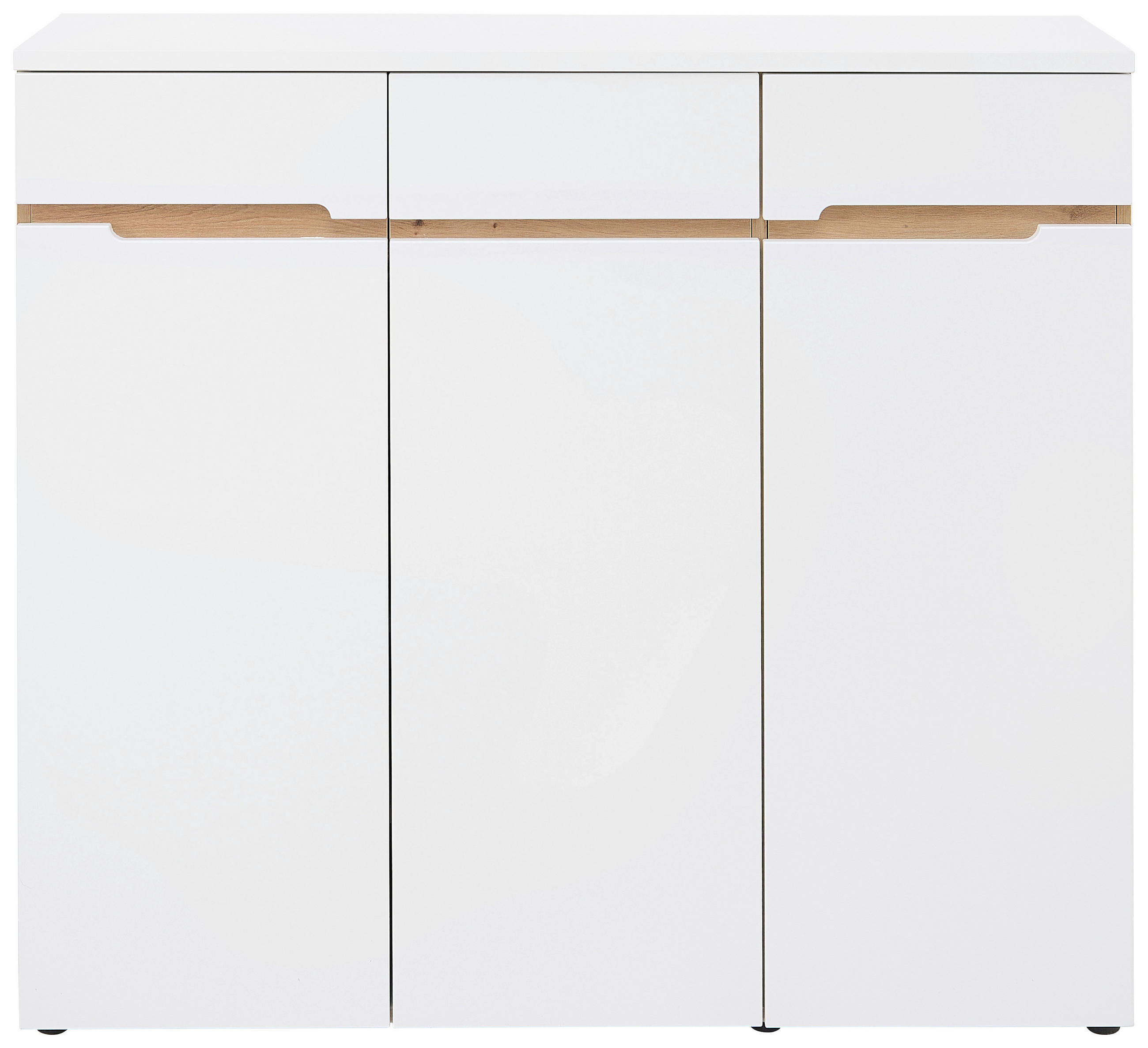 Voleo Schuhschrank Memphis Weiß, Eiche Artisan 120x107x38 cm