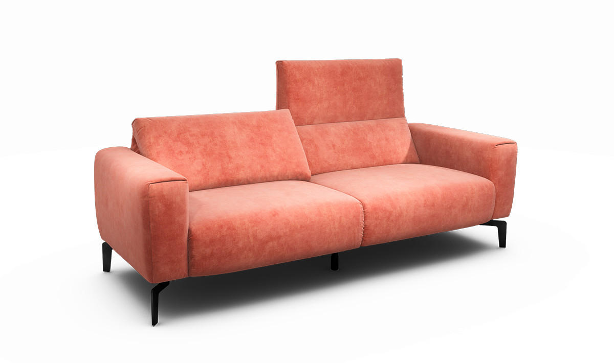 2,5-SITZER in Samt Rosa  - Schwarz/Rosa, Design, Textil/Metall (220/86/86-94cm) - SENSOO