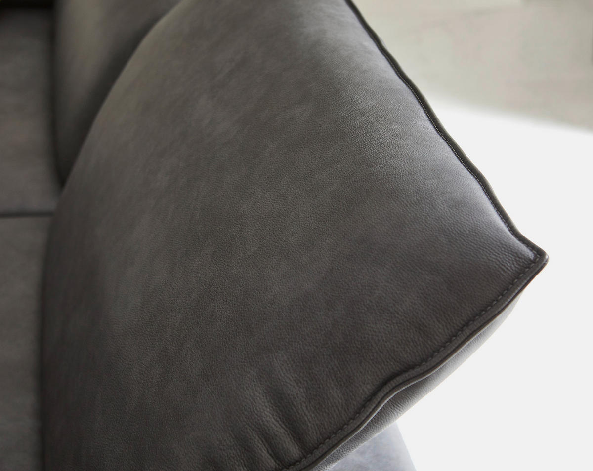 3-SITZER-SOFA in Echtleder Schwarz  - Edelstahlfarben/Schwarz, Design, Leder/Metall (250/78/105cm) - Johann Jakob