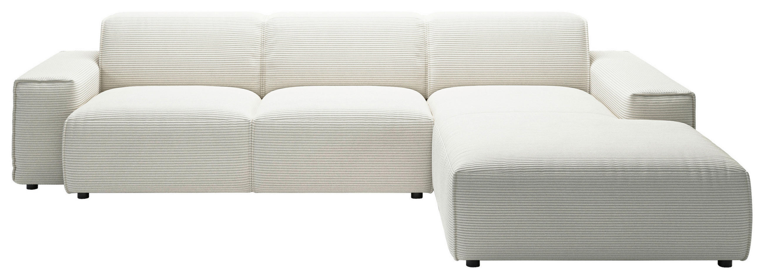 ECKSOFA Weiß Cord  - Schwarz/Weiß, Design, Kunststoff/Textil (300/189cm) - Pure Home Lifestyle