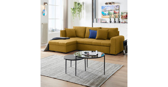 ECKSOFA in Webstoff Dunkelgelb  - Dunkelgelb/Schwarz, Design, Kunststoff/Textil (158/238cm) - Xora