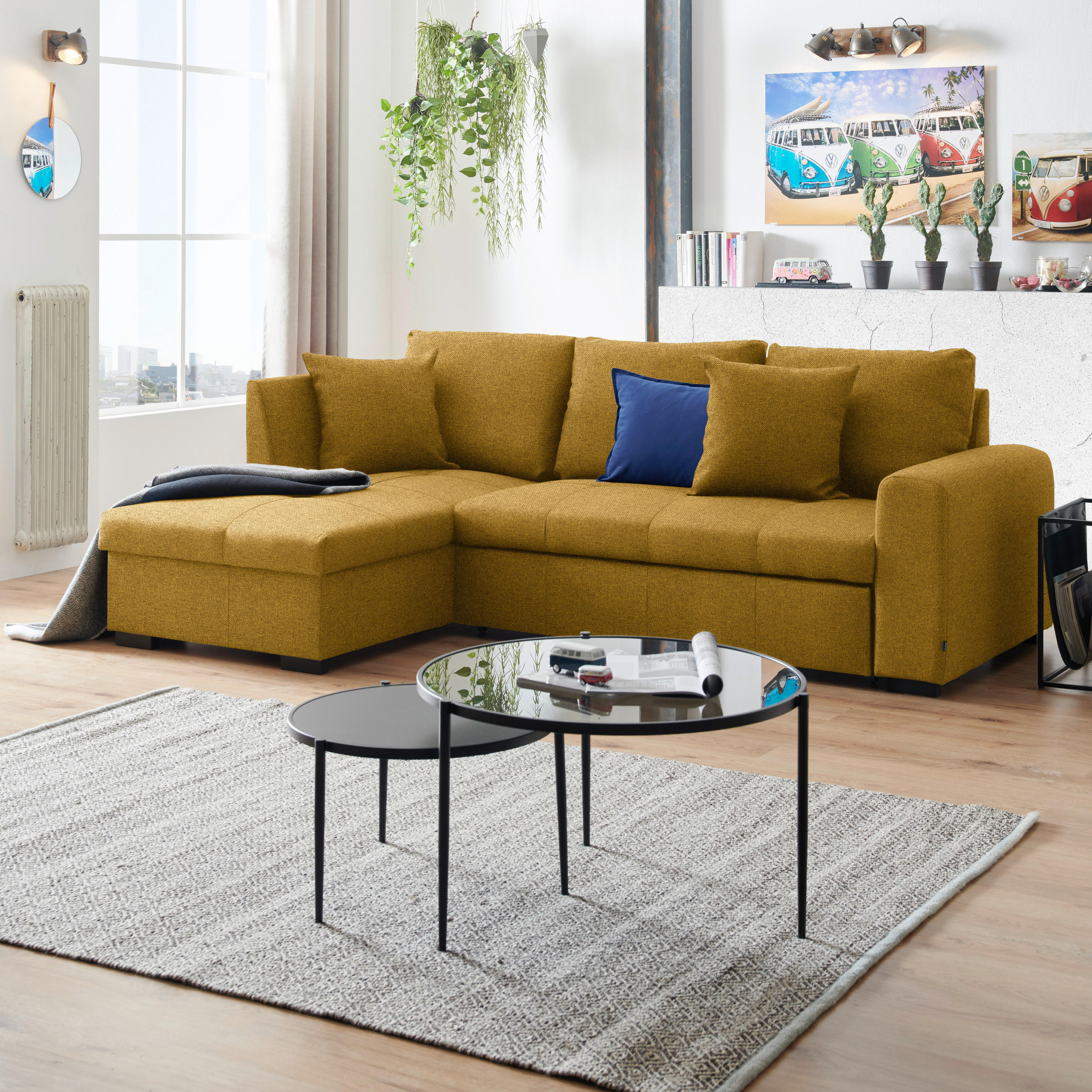 ECKSOFA in Webstoff Dunkelgelb  158/238 cm  - Dunkelgelb/Schwarz, Design, Kunststoff/Textil (158/238cm) - Xora