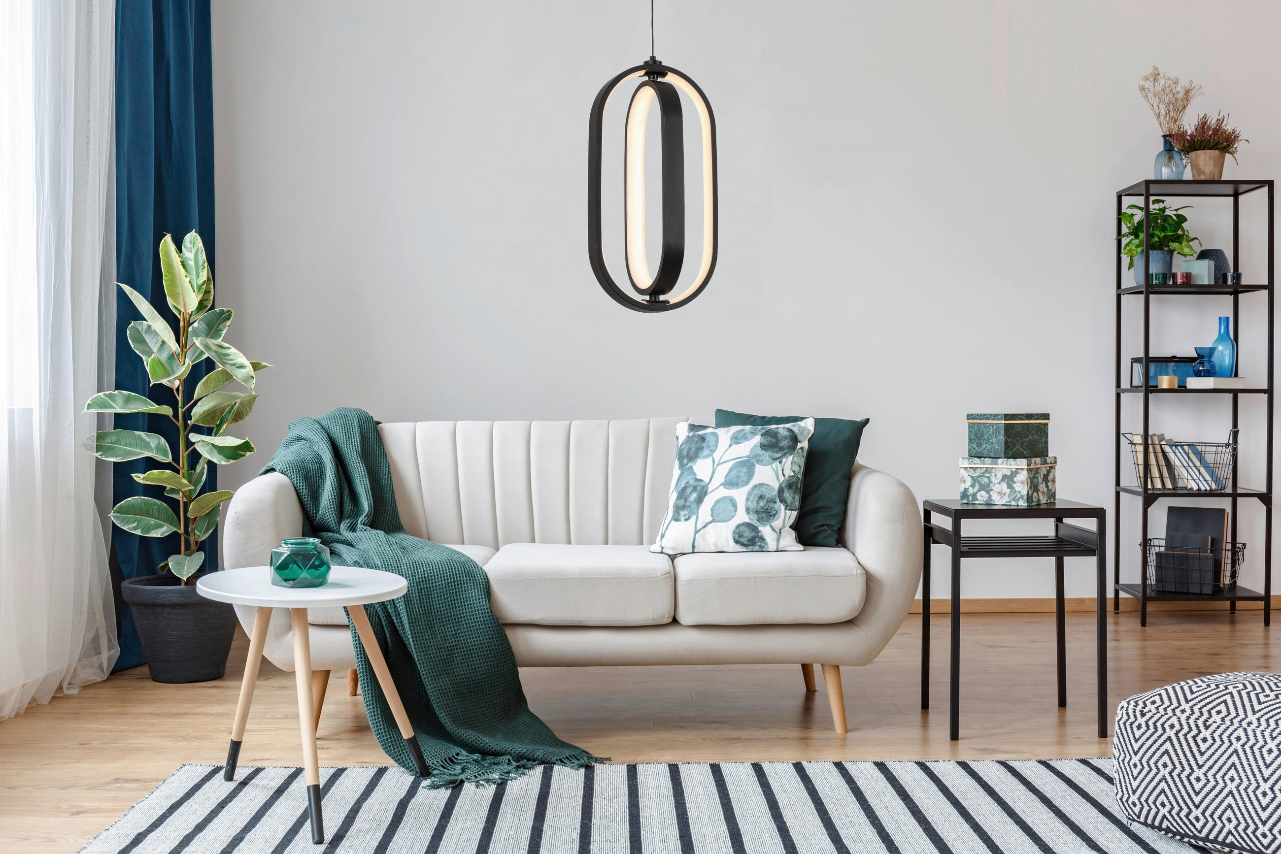 LAMPĂ SUSPENDATĂ CU LED 21/200 cm  - negru, Design, plastic/metal (21/200cm) - Novel