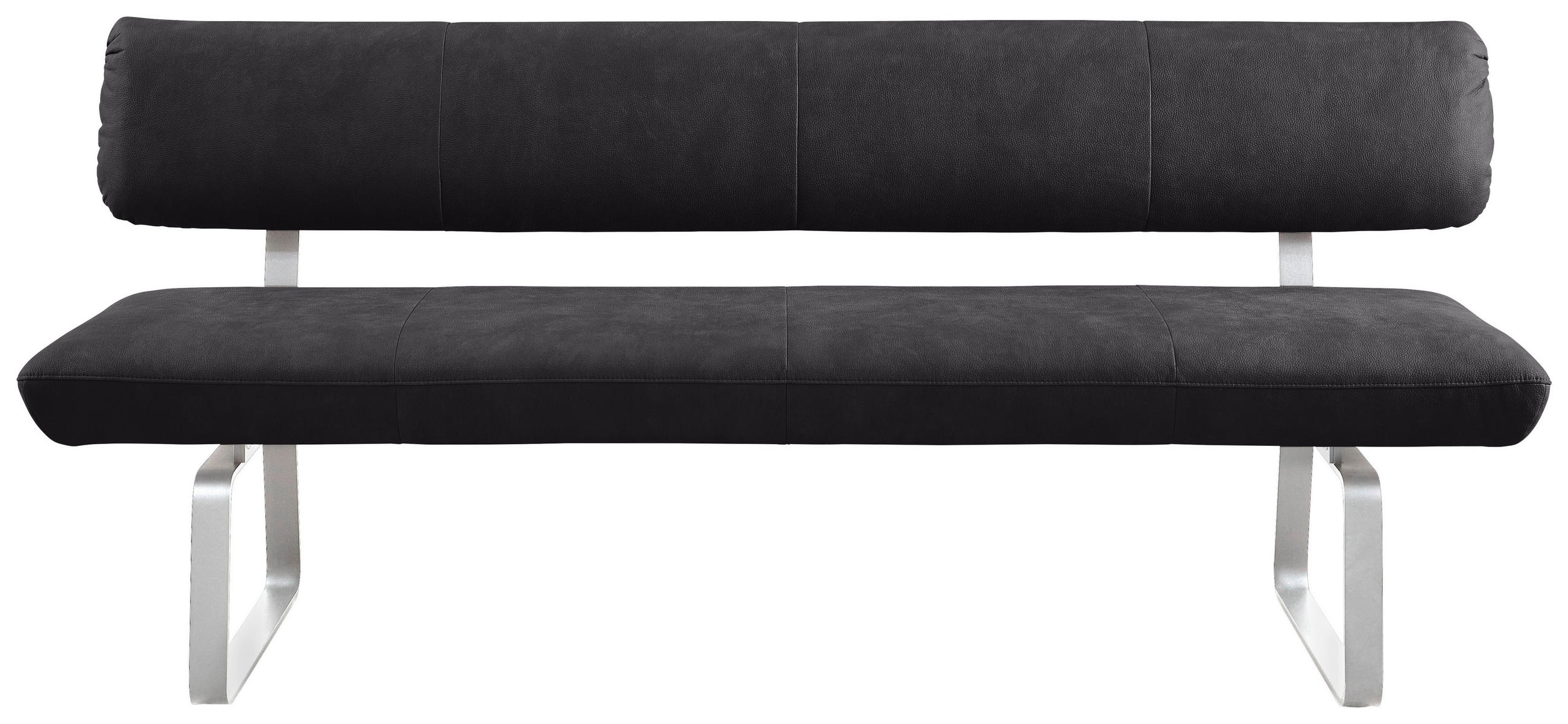 SITZBANK 200/88/68 cm Schwarz, Edelstahlfarben  - Edelstahlfarben/Schwarz, Design, Textil/Metall (200/88/68cm) - Venjakob