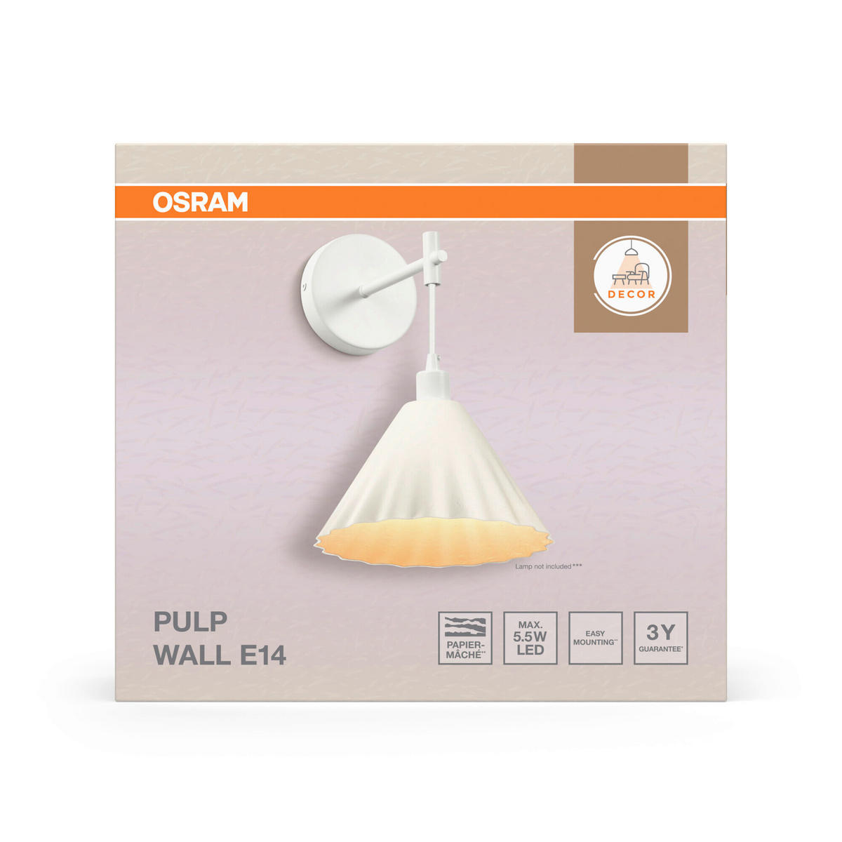 WANDLEUCHTE 21.8/26.2/33 cm   - Basics, Papier/Metall (21.8/26.2/33cm) - Osram