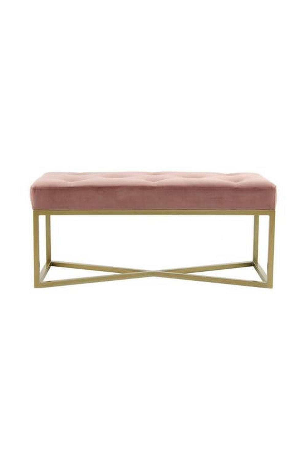TABURETOVÁ LAVICE, kov, plast, textil, kompozitní dřevo, 90/40/40 cm - starorůžová/barvy zlata, Basics, kov/kompozitní dřevo (90/40/40cm)