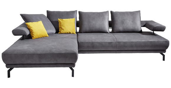 WOHNLANDSCHAFT in Mikrofaser Anthrazit - Anthrazit/Schwarz, Design, Textil/Metall (224/305cm) - Dieter Knoll