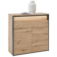 KOMÓD 88/88/38 cm  - fekete/Artisan tölgy, Konventionell, faalapú anyag (88/88/38cm) - Voleo
