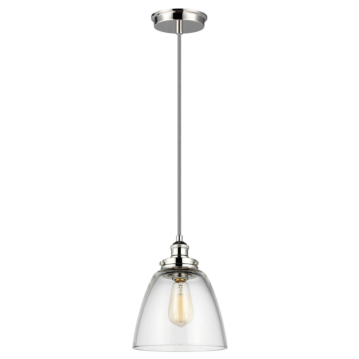 HÄNGELEUCHTE 22.8/31.3 cm  - Nickelfarben, Natur, Glas/Metall (22.8/31.3cm) - Elstead Lighting