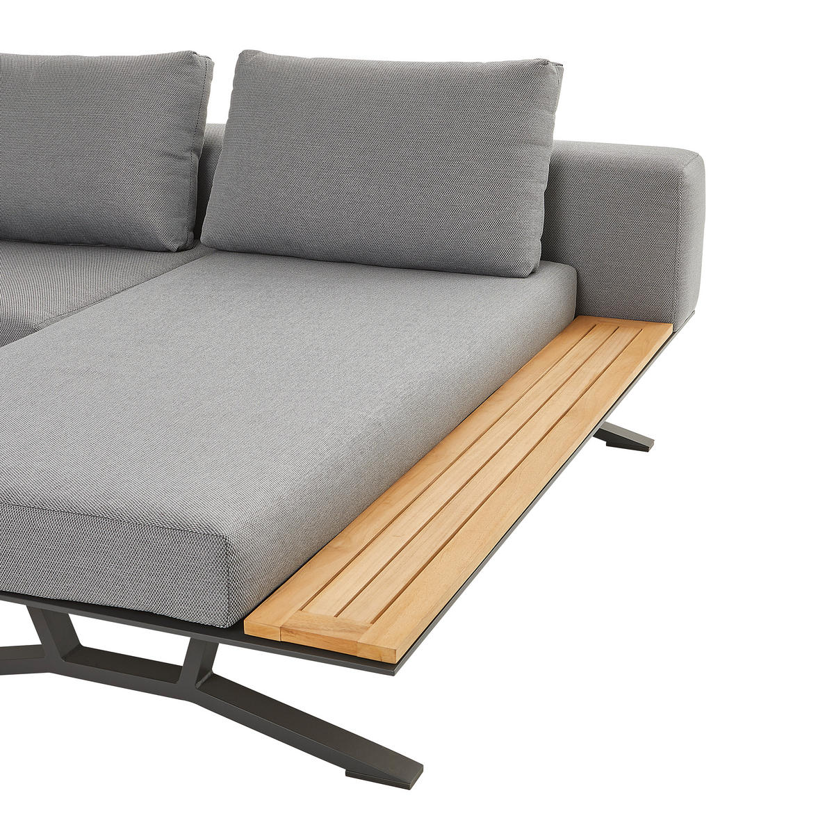 LOUNGEGARNITUR Teakholz massiv Aluminium  - Anthrazit/Naturfarben, Design, Holz/Textil (172/97/25cm) - Amatio