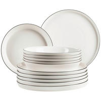 TAFELSERVICE Sita 12-teilig  - Weiss/Schwarz, Trend, Keramik - Mäser