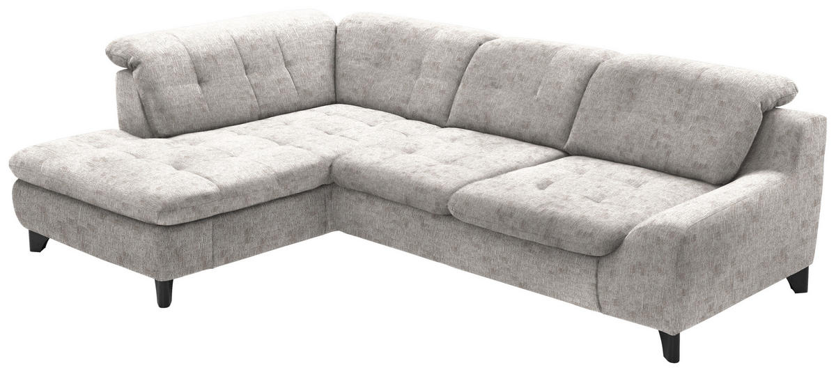 HÖRNSOFFA i chenille greige  - greige/svart, Klassisk, metall/textil (200/281cm) - MID.YOU