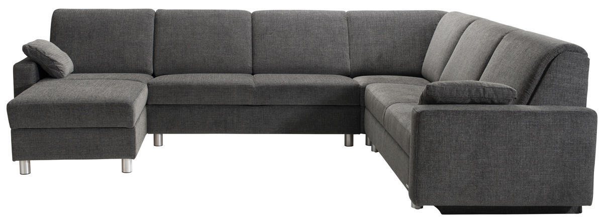 WOHNLANDSCHAFT in Chenille Anthrazit  - Anthrazit/Alufarben, KONVENTIONELL, Textil (158/323/237cm) - Sedda