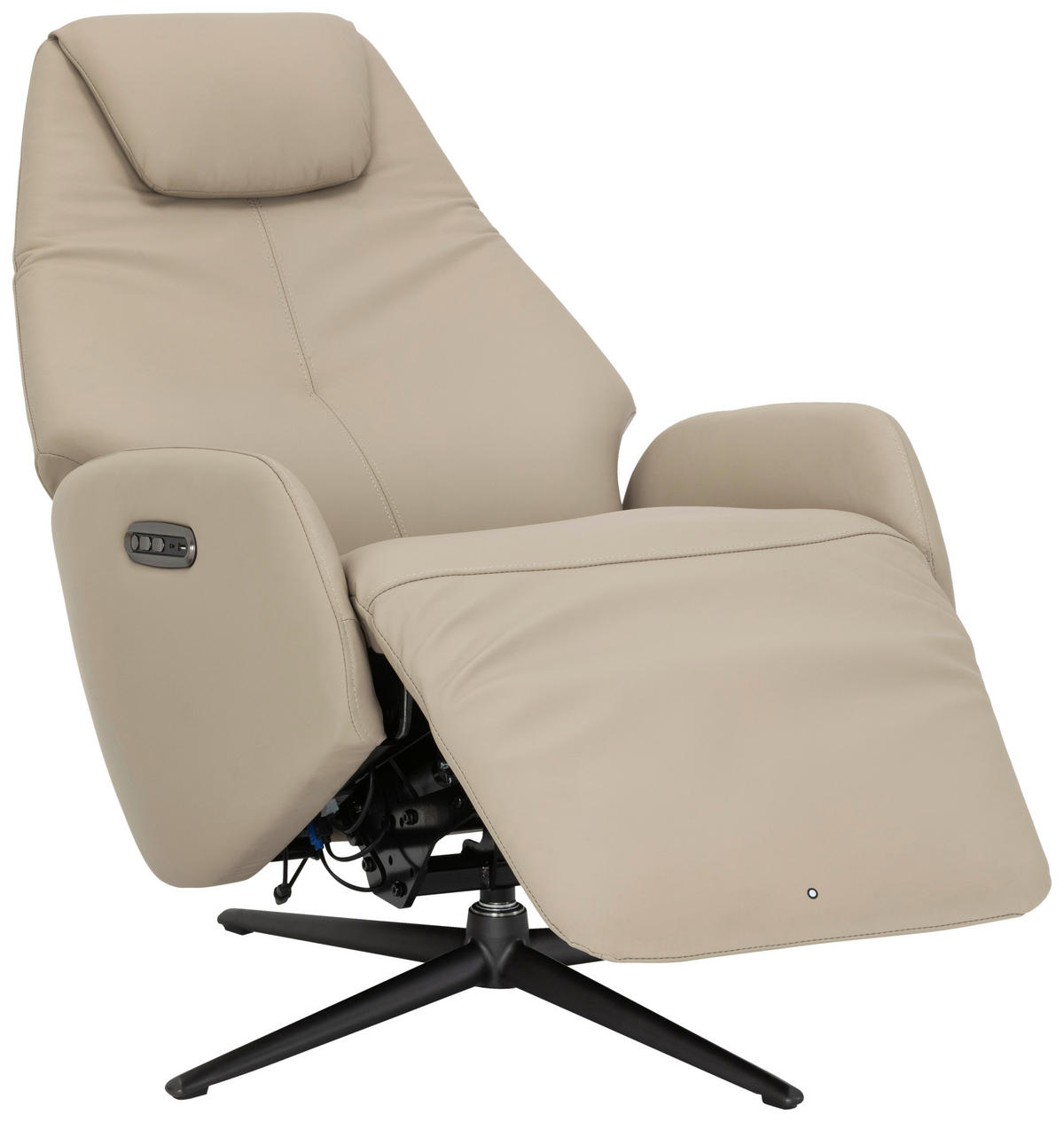 RELAXSESSEL Lederlook Echtleder    - Beige/Schwarz, KONVENTIONELL, Leder/Textil (73/112/86cm) - Livetastic