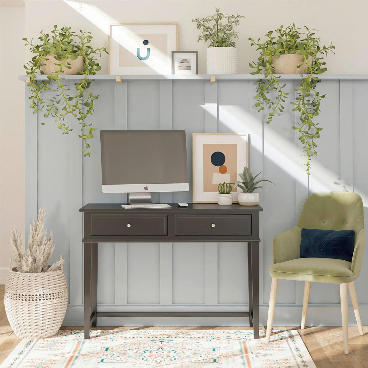 SCHREIBTISCH  in Schwarz  - Silberfarben/Schwarz, Design, Holzwerkstoff/Metall (89/75/45cm) - MID.YOU