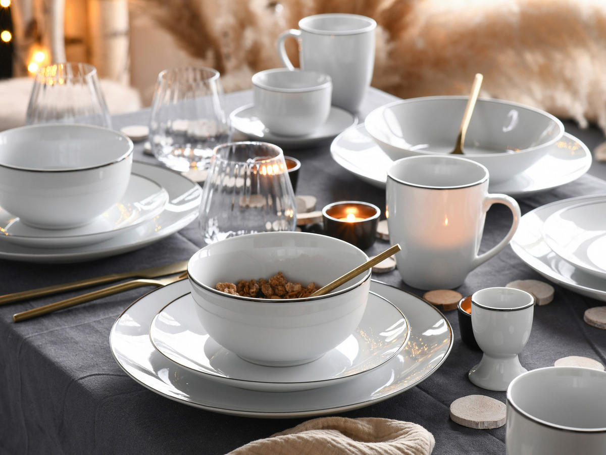 SERVIS Luna Black Line 18 delar  - vit/svart, Basics, keramik - Creatable